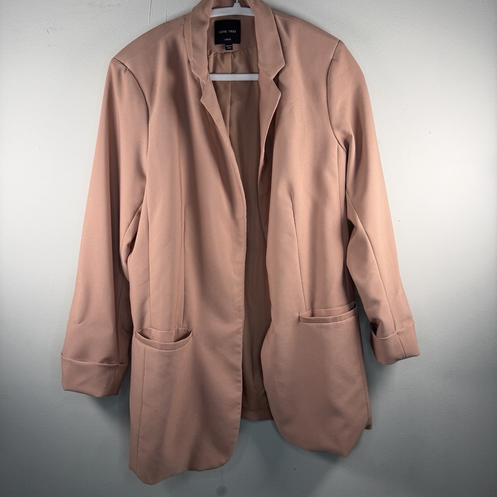LOVE TREE size Large women's Pink blazer office corpcore shoulder pads Jacket